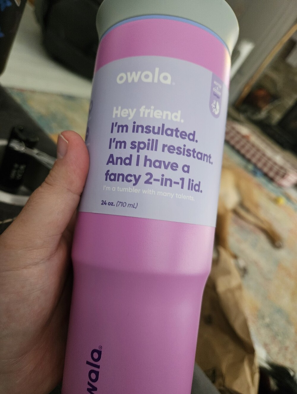 Owala 24 oz Tumbler Electric Orchid Purple 2-in-1 Lid Cup NWT